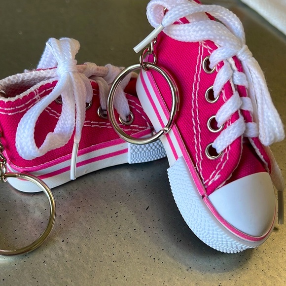 . Accessories - 2 MINI SNEAKER KEYRINGS PINK keychains his & hers running shoes Athlete trainers